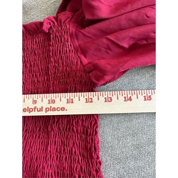 Women’s Elastic Puff Sleeve Ruffle Tunic Top Blouse Medium - Picture 7 of 8